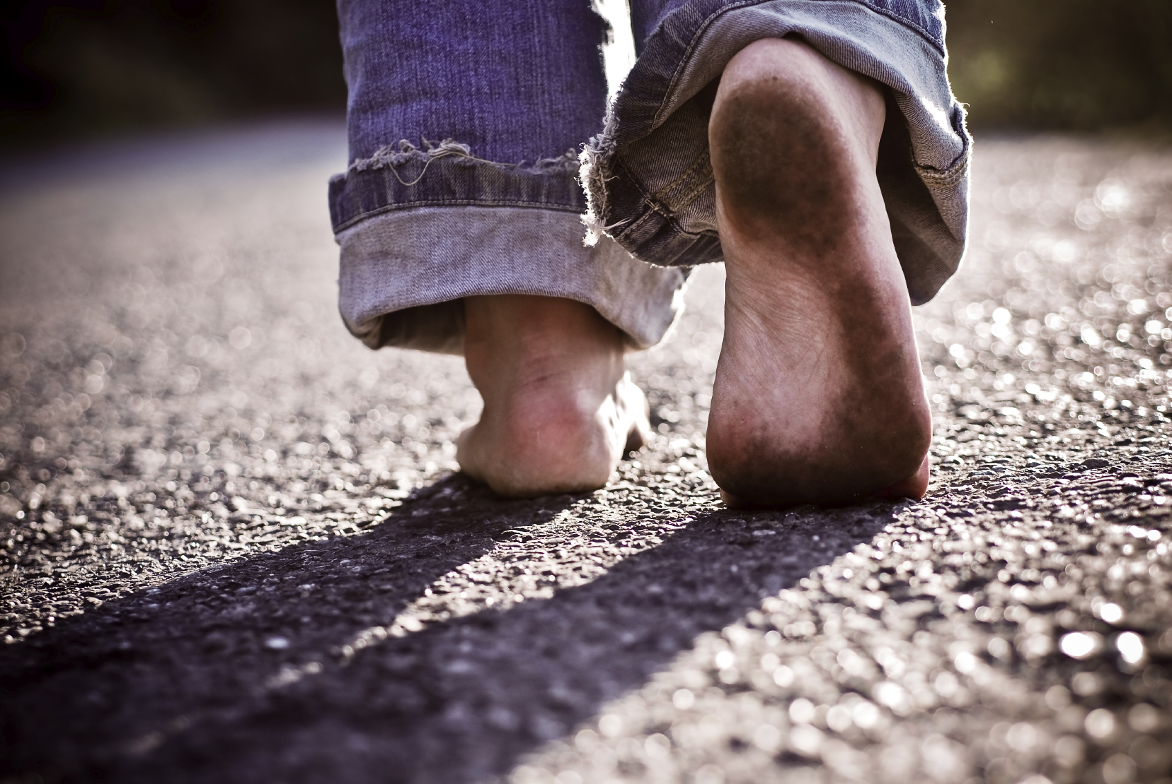 feet walking on leading well